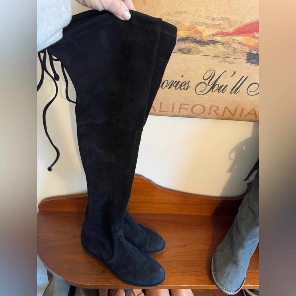 Stuart Weitzeman over the knee black suede boots